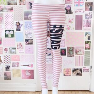 y2k pink striped swag foldover leggings size S/M